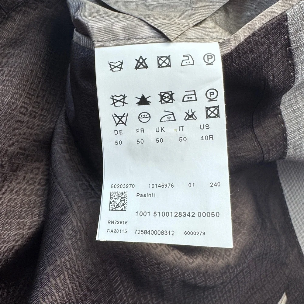 BOSS Hugo Boss Pasini1 Virgin Wool Blazer Sport Coat Brown Gray 40R